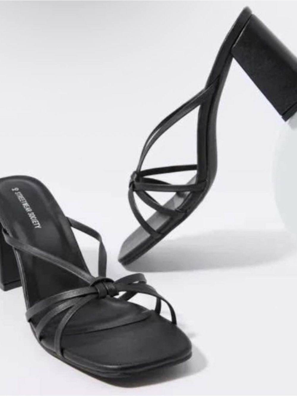 Black Strappy Block Heel Sandals - NEVER WORN